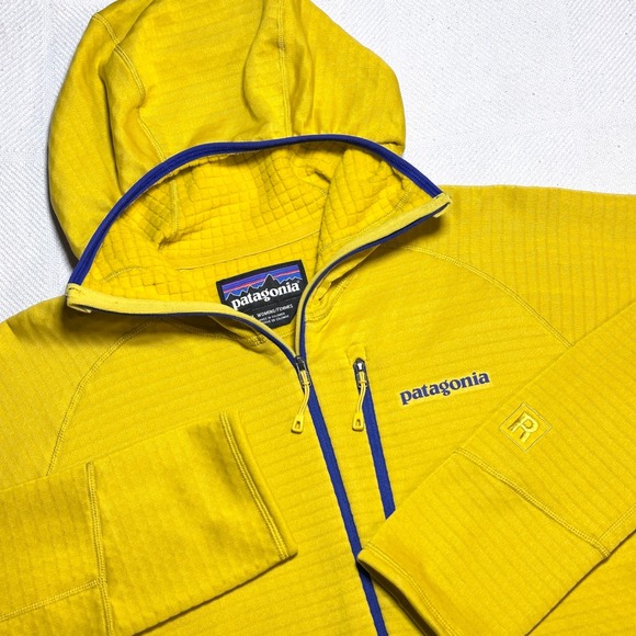 Patagonia Tops - Patagonia R1 Hoody Womens XL Polartec Power Grid Half Zip Waffle Fleece Yellow